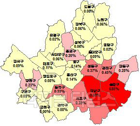 서울 매매가지수 변동률<한국감정원 제공>
